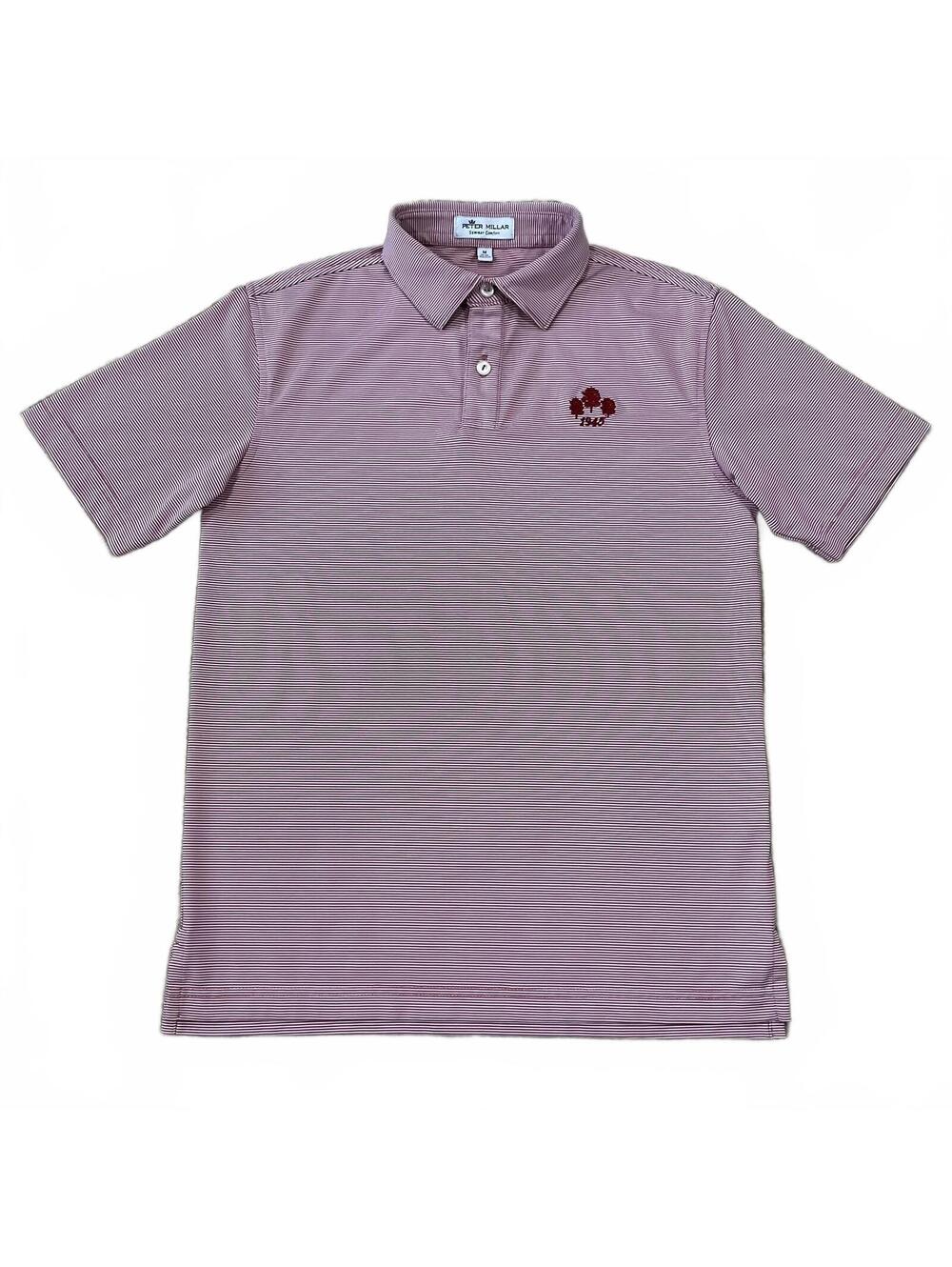 Peter Millar Summer Comfort Biys Red Striped Golf Polo Shirt Size Medium 9-10
